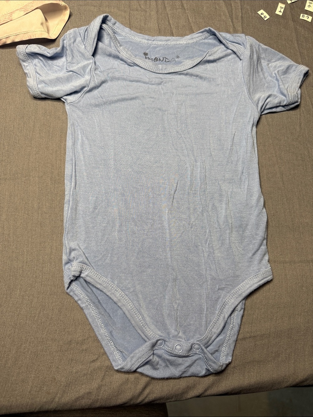 Bamboo Light Blue Short-Sleeve Baby Bodysuit - Jimonda